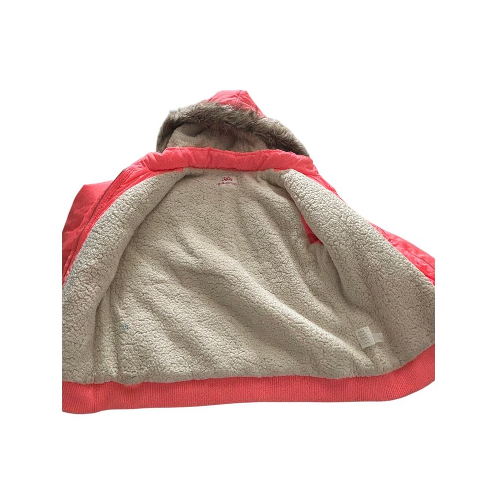 Justice Girls peach faux Fur Hooded Full Zip Puffer Jacket Coat Size 16 18 - Picture 6 of 12
